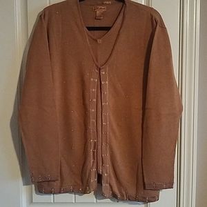 Dark gold beaded cardigan set